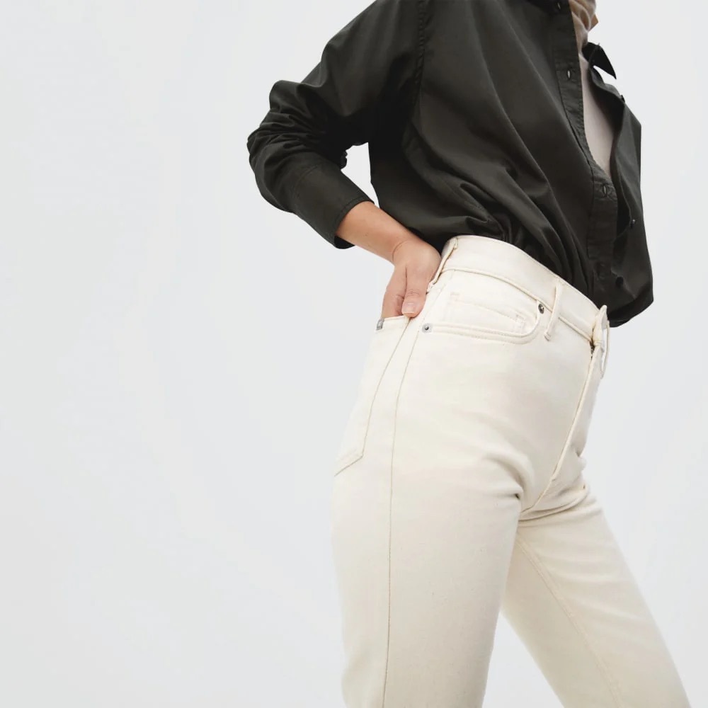 Everlane Original Cheeky Jeans Size 30 Cream Organic Cotton Minimal Coastal